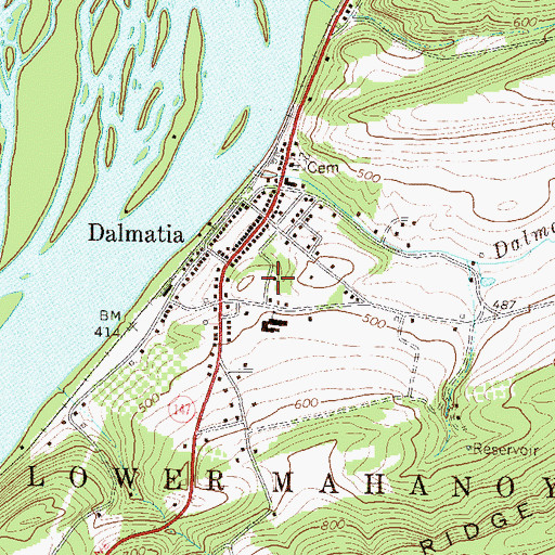 Topographic Map of Lower Mahanoy Fire Company Station 62, PA