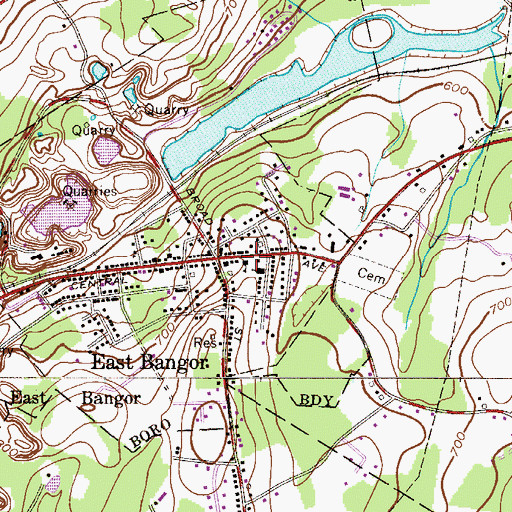 Topographic Map of East Bangor Fire Department, PA