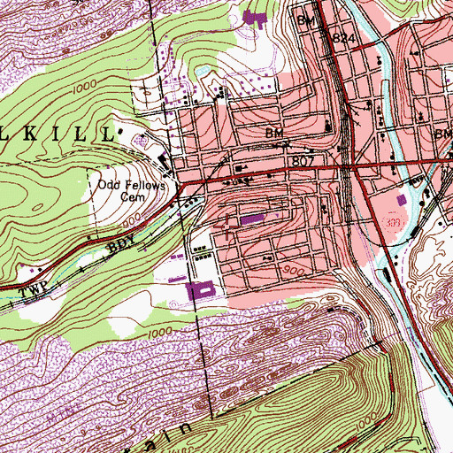 Topographic Map of South Ward Fire Company District 65 Station 4, PA