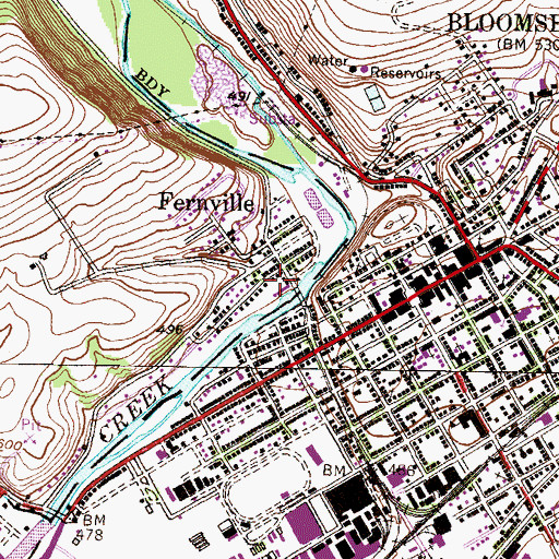 Topographic Map of Fernville Volunteer Fire Company, PA