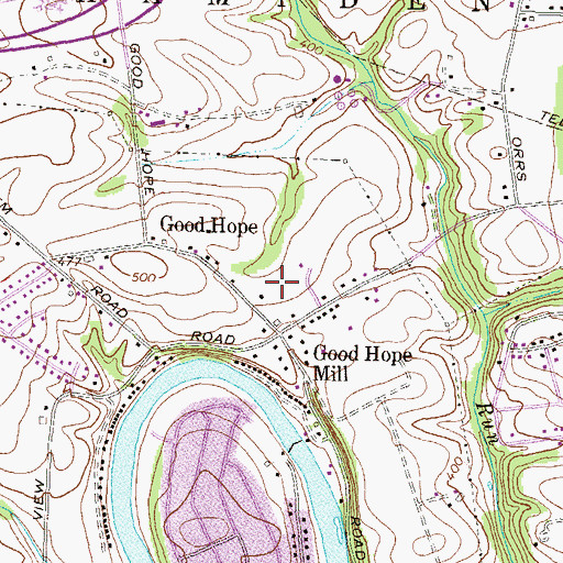 Topographic Map of Hampden Township Volunteer Fire Company Good Hope Road Station 30, PA