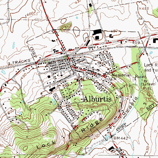 Topographic Map of Alburtis Volunteer Fire Department Station 1, PA