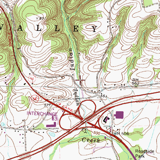 Topographic Map of Valley Township Volunteer Fire Company 1, PA