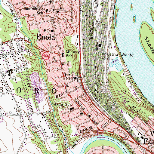 Topographic Map of Midway Fire Company Station 17, PA