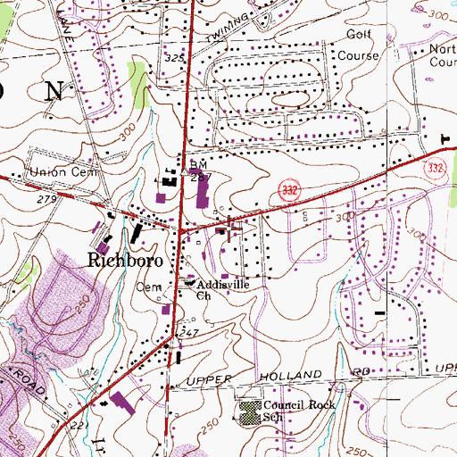 Topographic Map of Northampton Township Volunteer Fire Company Station 3, PA