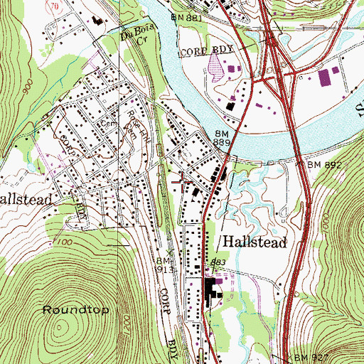 Topographic Map of Hallstead Fire Engine Hose Company 1, PA