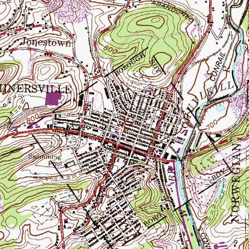 Topographic Map of Minersville Fire Department - Fire and Rescue Station 2, PA