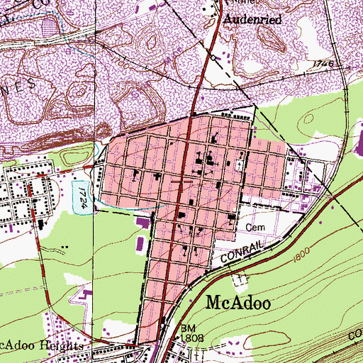 Topographic Map of McAdoo Fire Company District 49 Station 2, PA