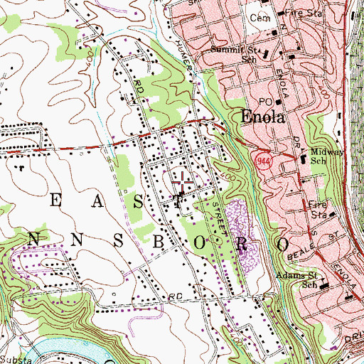 Topographic Map of West Enola Fire Company Station 17, PA