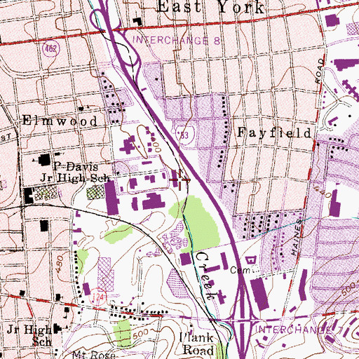 Topographic Map of York Area United Fire and Rescue Station 89 - 4, PA