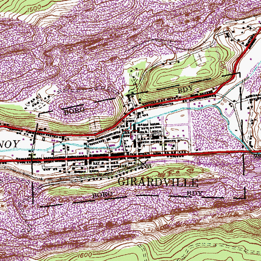 Topographic Map of Rangers Hose Company District 45 Station 2, PA