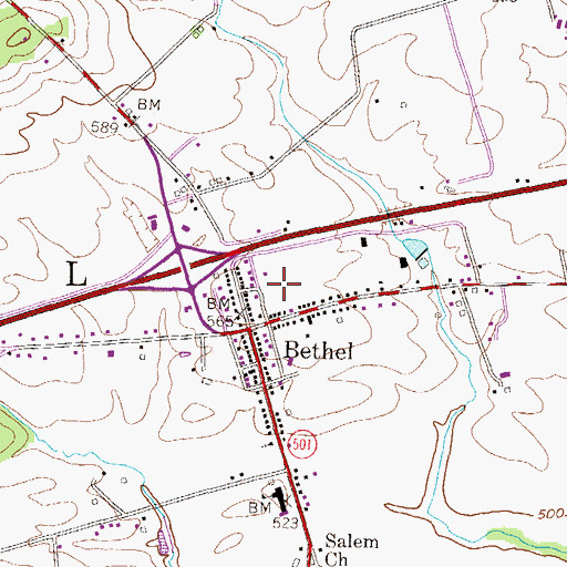 Topographic Map of Union Fire Company of Bethel, PA