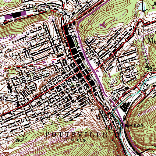 Topographic Map of Pottsville Fire Department Station 10 - Good Intent Fire Company, PA