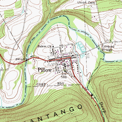Topographic Map of Pillow Fire Company Station 28, PA