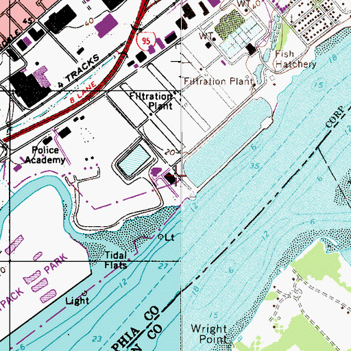 Topographic Map of Philadelphia Fire Academy, PA