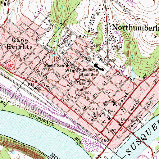 Topographic Map of Northumberland Hook and Ladder Company Station 7 - 3 - 2, PA