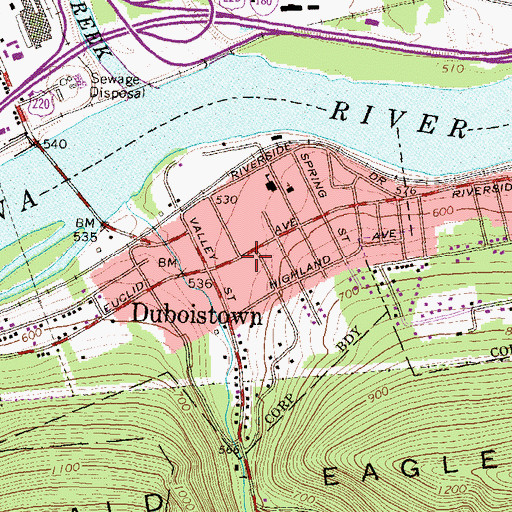 Topographic Map of Duboistown Fire Department, PA