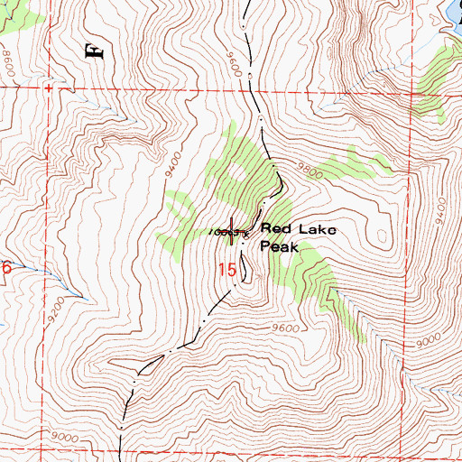 Topographic Map of Red Lake Peak, CA