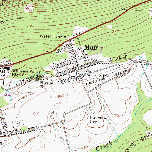Topographic Map of Muir Volunteer Fire Company District 22 Station 1, PA