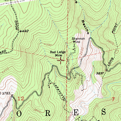 Topographic Map of Red Ledge Mine, CA