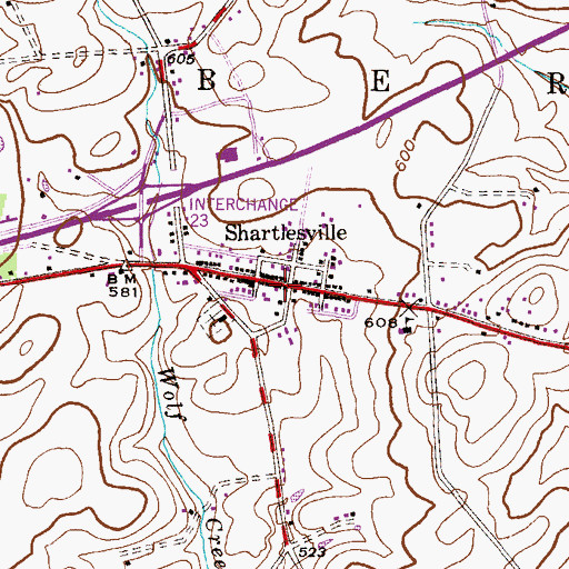 Topographic Map of Shartlesville Community Fire Company 1 Station 41, PA