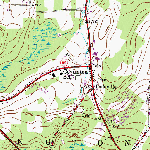 Topographic Map of Covington Independent Fire Company Station 14, PA