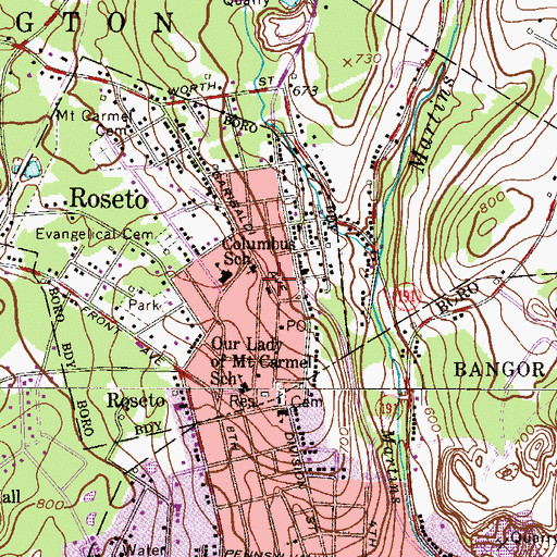 Topographic Map of Columbia Township Fire Department Station 34, PA
