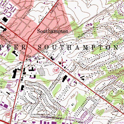 Topographic Map of Southampton Fire Company Station 2, PA