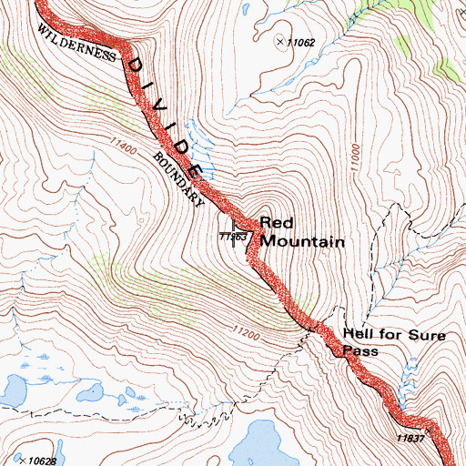 Topographic Map of Red Mountain, CA