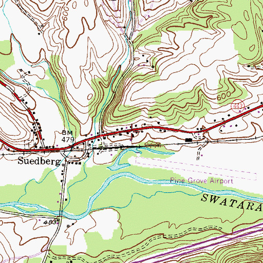 Topographic Map of Suedberg Community Fire Company District 21 Station 2, PA