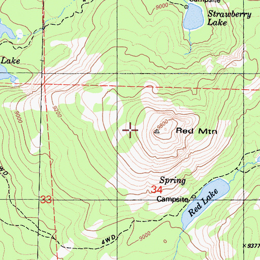 Topographic Map of Red Mountain, CA