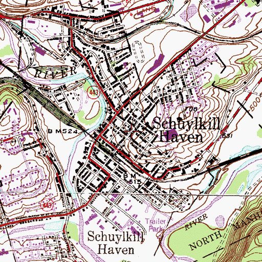 Topographic Map of Schuylkill Haven Fire Company District 63 Station 2, PA