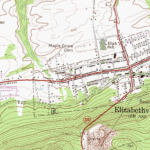 Topographic Map of Reliance Hose Company 1 Station 21, PA