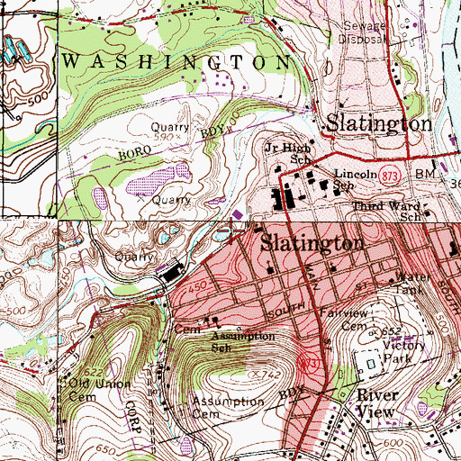 Topographic Map of Slatington Fire Department Station 24, PA