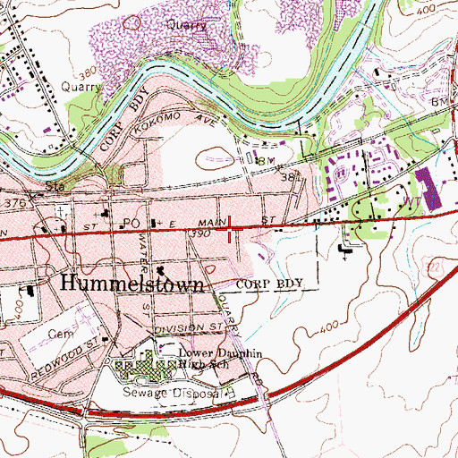 Topographic Map of Hummelstown Chemical Fire Company Station 46, PA