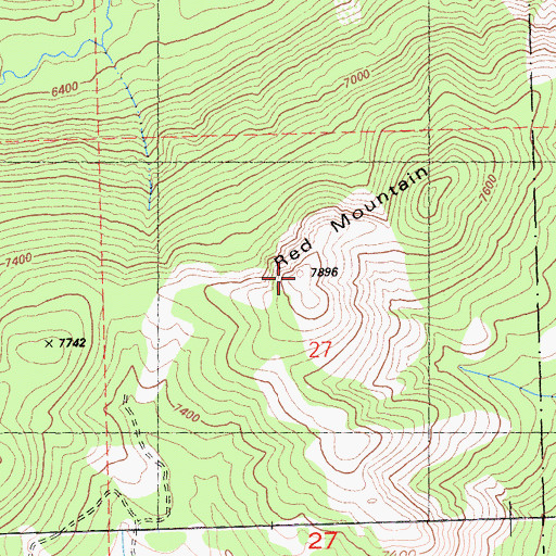 Topographic Map of Red Mountain, CA