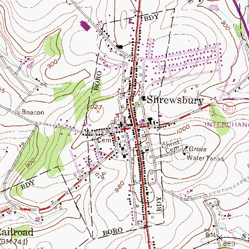 Topographic Map of Shrewsbury Volunteer Fire Company Station 61, PA