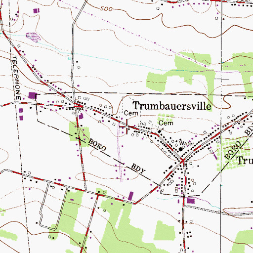 Topographic Map of Trumbauersville Fire Company Station 58, PA
