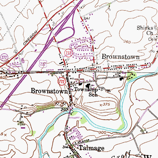 Topographic Map of West Earl Fire Company Station 29, PA