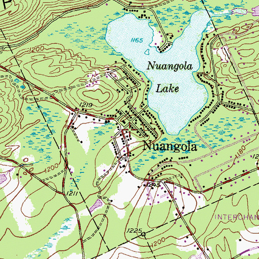 Topographic Map of Nuangola Volunteer Fire Department, PA