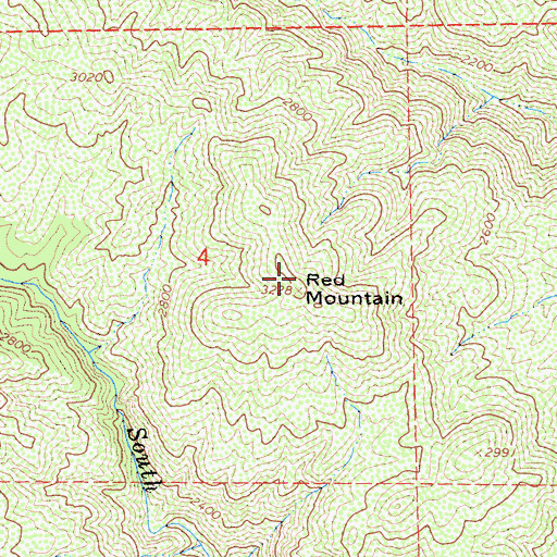 Topographic Map of Red Mountain, CA