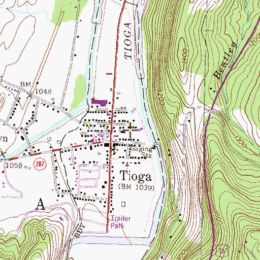 Topographic Map of Tioga Fire Department, PA