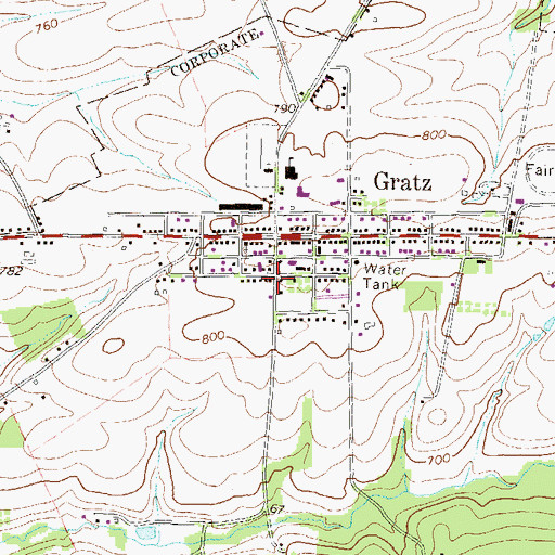 Topographic Map of Gratz Area Fire Company Station 27, PA