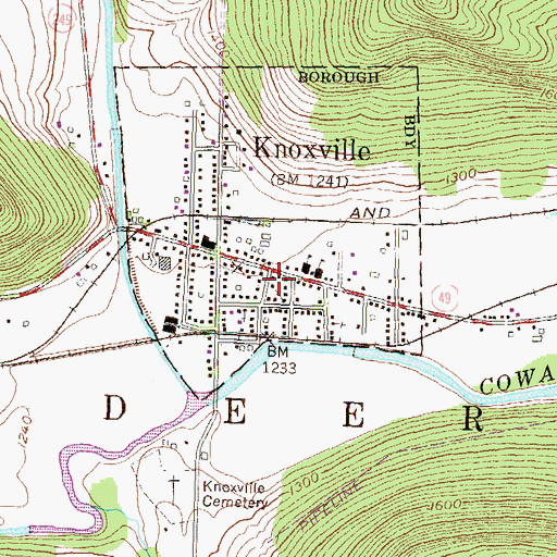 Topographic Map of Knoxville - Deerfield Volunteer Fire Company, PA