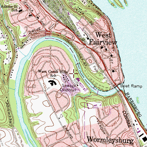 Topographic Map of Creekside Volunteer Fire Company 21, PA