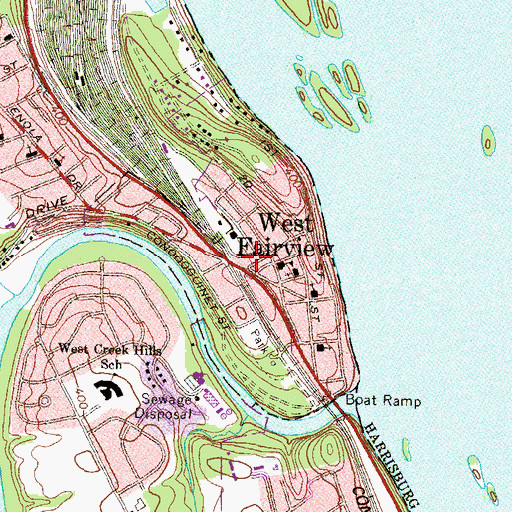 Topographic Map of Northeast Fire and Rescue Station 2, PA