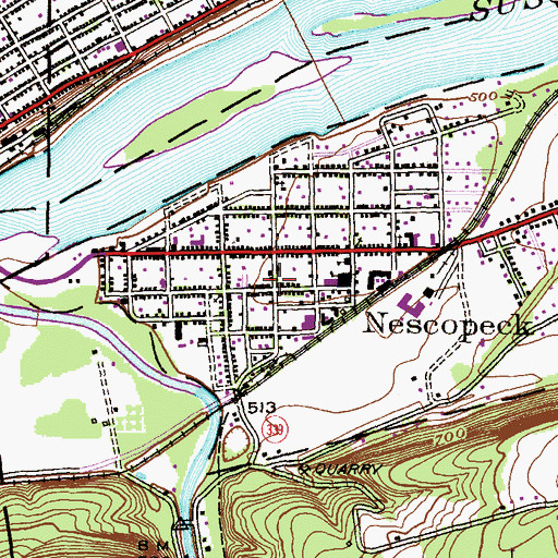 Topographic Map of Nescopeck Volunteer Fire Company 1, PA