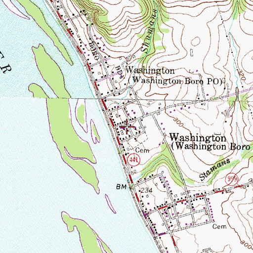 Topographic Map of Blue Rock Fire Rescue Station 90 - 7, PA