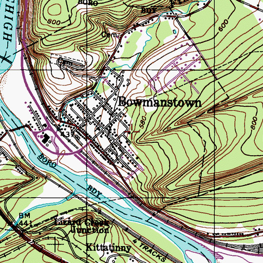 Topographic Map of Bowmanstown Volunteer Fire Company District 2, PA