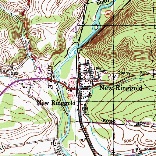 Topographic Map of Community Fire Company New Ringgold District 55 Station 1, PA
